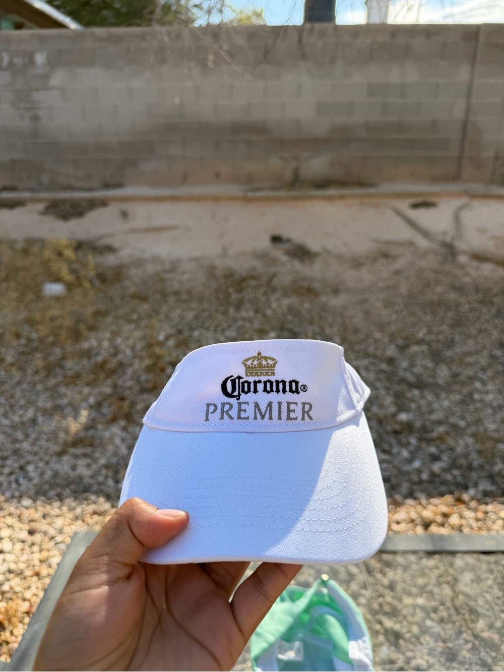Corona Premier White Visor with Gold Crown and Black Logo